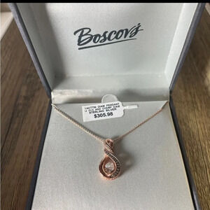 NWT 1/4ct Diamond rose gold floating champagne infinity pendent necklace